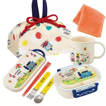 Skater Mini Towel Thomas Friends 4 Piece Set Antibacterial Lunch Box with Core 360ml Trio Cup Drawstring Set &