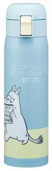 Skater Mug Bottle 480ml Thermal Insulated Stainless Steel Water Bottle One Touch Open Moomin Light Color STOT5