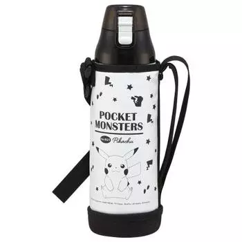 Skater One Push Direct Drinking Water Bottle with Cover and Lock 990ml Stainless Steel Cold Storage Pocket Monster Pokemon Pikachu Face Direct Bottle