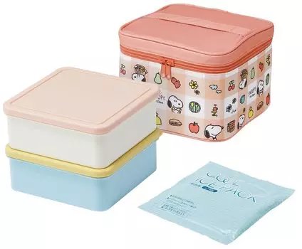 Skater Picnic Lunch Box with Cooler Bag and Ice Snoopy Picnic Made in KCPC2 Pack, Design, Japan, 2240ml,