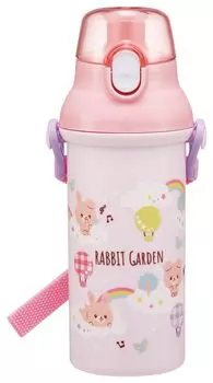 Skater Пластиковая бутылка для воды 480 мл, одно нажатие, антибактериальная, для детей, легкая, антибактериальная обработка, сделано в Японии, сад кроликов PSB5SANAG