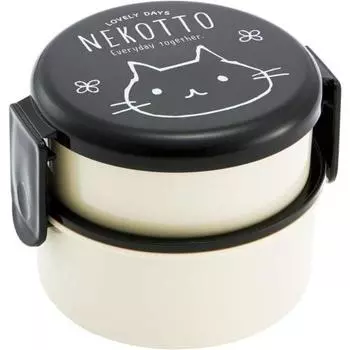 Skater Round Lunch Box 500ml Cat Made in Japan ONWR1