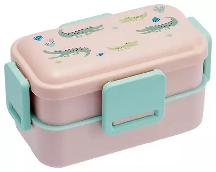 Skater Silver Ion Antibacterial Fluffy Dome Lid 2 Tier Lunch Box 600ml Crocodile Ag+ PFLW4AG-A