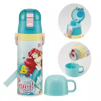 Skater SKDC4-A Детская, легкая, нержавеющая сталь, 2-местная бутылка для воды, 15,2 жидких унций (430 мл), Disney Ariel 24, Для детей, Прямое употребление,