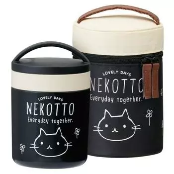 Skater Soup Jar Thermal/Cold 300ml Cat Soup Pot Black KLJFC3