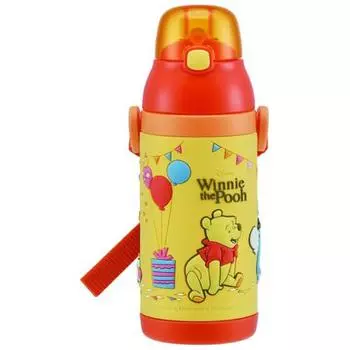 Skater Stainless Steel Children s Water Bottle 380ml Straw Drinking 3D Winnie the Pooh SSPV4 Disney