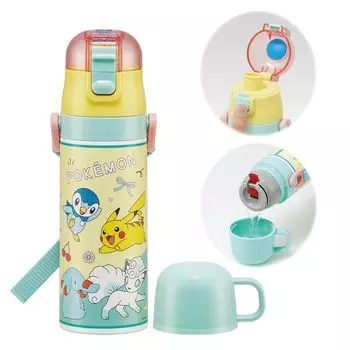 Skater Stainless Steel Water Bottle 2way Direct Drinking 470ml Cup Drinking 430ml Pokemon NEW Retro Lightweight Type Boys Pocket Monster Waterbottle