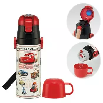 Skater Stainless Steel Water Bottle 2way Direct Drinking 470ml Cup Drinking 430ml Lightweight Type Disney Cars 25 Boys Thermal Insulated Waterbottle