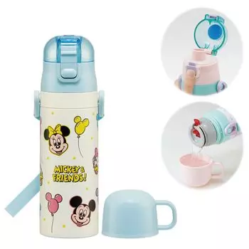 Skater Stainless Steel Water Bottle Direct Drinking 470ml Cup Drinking 430ml Lightweight Type Disney Mickey Friends Balloon Thermal Insulated