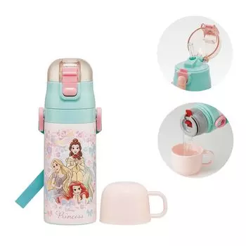 Skater Stainless Steel Water Bottle Straw Drinking 400ml Cup Drinking 350ml Lightweight Type Disney Princess 25 Girls Small Capacity Type Waterbottle