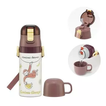 Skater Stainless Steel Water Bottle Straw Drinking 400ml Cup Drinking 350ml Lightweight Type Curious George 25 Small Capacity Type Waterbottle Sports соломенный