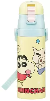 Skater Stainless Steel Water Direct Crayon Lightweight Cool Water Sports Water Bottle Children s Bottle, Drinking, 470ml, Shin-chan, Child-Friendly,
