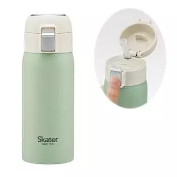 Skater Straw Mug Bottle 350ml Cold Storage Stainless Steel Water Bottle Dull Green One Touch Open STOT3ST-A