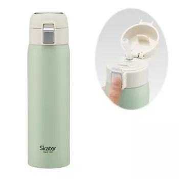 Skater Straw Mug Bottle 480ml Cold Storage Stainless Steel Water Bottle Dull Green One Touch Open STOT5ST-A