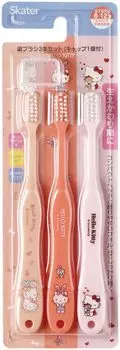 Skater Toothbrush for Elementary School Students Years Soft 3 Pieces Hello Kitty Sanrio 6-12 15.5cm TB6ST-A