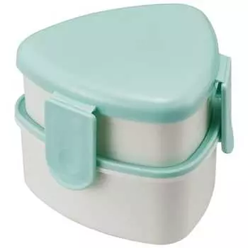 Skater Triangular Onigiri Lunch Box 2 Tiers 500ml with Fork Green Made in Japan ONWT1-A