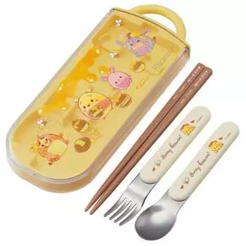 Skater Trio Set Chopsticks Spoon Fork Disney Ufufi Winnie the Pooh Children s Antibacterial Made in Japan TACC2AG-A
