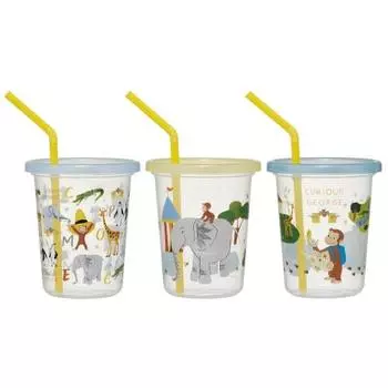 Skater Tumbler with Straw 320ml Set of 3 Made in Japan Curious George Made in Japan SIH3ST