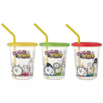 Skater Tumbler with straw 3 pieces 320ml Nyanko Great War 23 Made in Japan SIH3ST-A