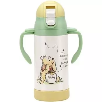Skater Two Hands with Straw Stainless Steel Water Bottle Baby Mug Disney Winnie the Pooh Picnic 350ml Girls STWM3N-A