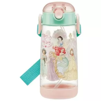 Skater Water Bottle 480ml Children s Clear Bottle with Straw Disney Princess 23 Girls PDSH5