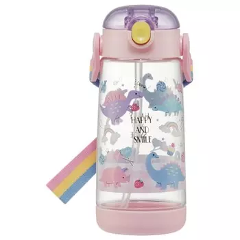Skater Water Bottle Happy & Smile Rainbow 480ml Clear Bottle with Straw for Children PDSH5-A