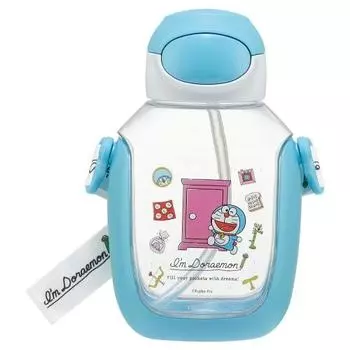 Skater Water Bottle with Straw 530ml Straw Water Bottle One Push Children s Doraemon Line Design Sanrio PDSH6DX-A