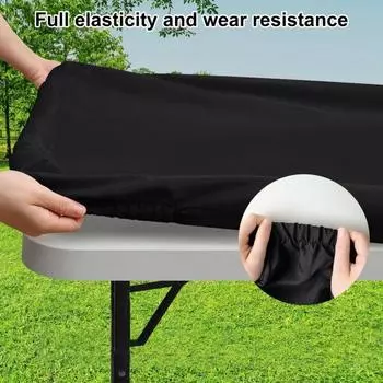 Скатерть для пикника на открытом воздухе с эластичным краем, ветрозащитная, износостойкая, водонепроницаемая, моющаяся для кемпинга, защитная крышка для патио серый