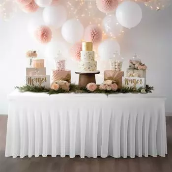 Скатерть для прямоугольного стола, устойчивая к морщинам моющаяся скатерть, скатерть, юбка для стола с высоким верхом 183x76x76cm