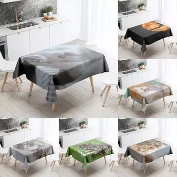 Скатерть для спящего кота, милый котенок, противообрастающая и водонепроницаемая прямоугольная кухонная обеденная скатерть, украшение для дома 40x70cm