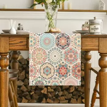 Скатерть для украшения стола в стиле бохо, ретро геометрический сельский дом, украшение для стола в гостиной 33x90cm