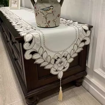 Скатерть для журнального столика с флагом из американской полиэфирной ткани, ажурная вышитая, для тумбы под телевизор, пылезащитная длинная скатерть 40*120