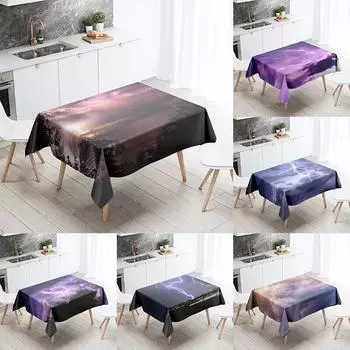 Скатерть «Грозовое облако», фиолетовая молния, против пятен, водонепроницаемая, прямоугольная, кухонный, обеденный стол, домашний декор 40x70cm
