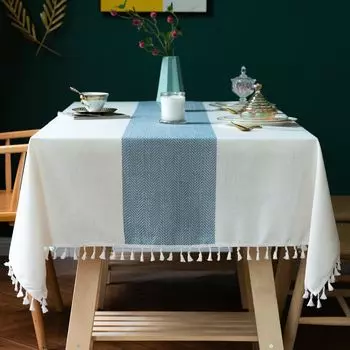 Скатерть Хлопок Лен Серый Прямоугольник Кухонная Вечеринка Рождественский День Открытый Вечеринка Шведский Стол Ткань 60*60cm синий