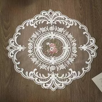 Скатерть и чехол для подушки с кисточками в стиле ретро-пастораль и кружевом для домашнего декора Detail view