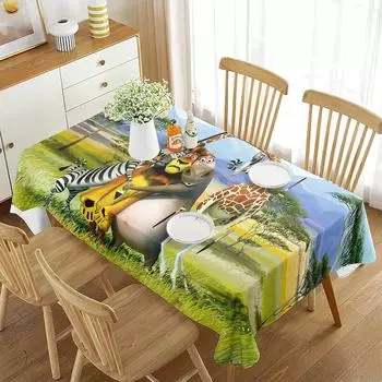 Скатерть из мультфильма «Зоопарк», прямоугольник, различные мультяшные животные, джунгли, скатерть для домашнего декора, гостиная, столовая, банкет 40x70cm 15x27inch