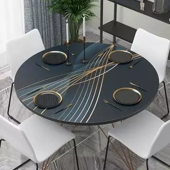 Скатерть из ПВХ в скандинавском стиле, водонепроницаемая и маслостойкая кожаная скатерть, пластиковый круглый простой коврик для стола в гостинице из кожи Diameter 50cm