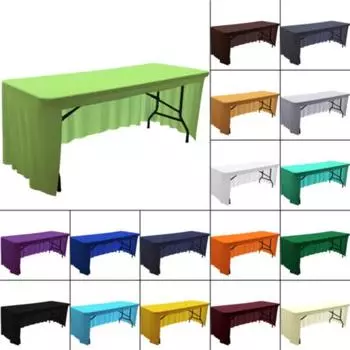 Скатерть из спандекса, эластичная, 4 фута, 5 футов, 6 футов, 8 футов, юбка для стола, чехол для свадебной вечеринки, банкета, сплошная прямоугольная коктейльная скатерть 120x58x58cm 4FT белый