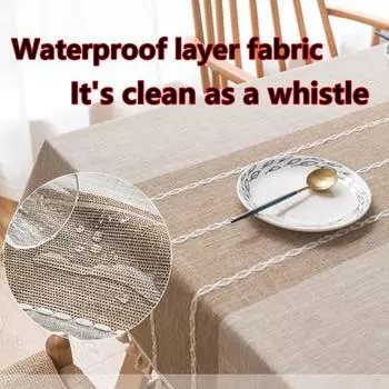 Скатерть льняная с кисточкой, бытовая, устойчивая к пятнам, водонепроницаемая, маслостойкая, моющаяся, для пикников, декор стола 140X180cm серый