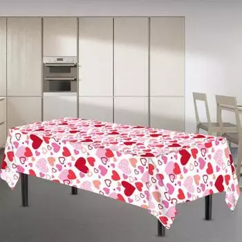 Скатерть на День святого Валентина с принтом в виде сердца, яркий цвет, создание атмосферы, украшение для романтического ужина, скатерть из материала Пева E