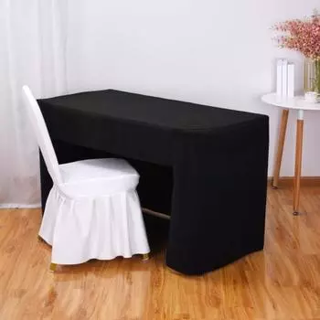 Скатерть на резинке из полиэстера с открытой спиной, однотонная моющаяся скатерть для встреч, вечеринок, свадеб, банкетов, дней рождения, декор 6ft чёрный
