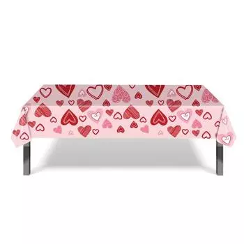 Скатерть одноразовая декоративная Ярко-Розовый Красный Цвет День Святого Валентина Любовь Сердце Крышка Стола Товары Для Дома B