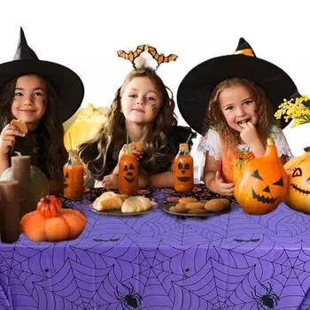 Скатерть-паутина на Хэллоуин, водонепроницаемая пластиковая скатерть для стола, прямоугольная скатерть для обеденного стола для домашнего декора на Хэллоуин фиолетовый