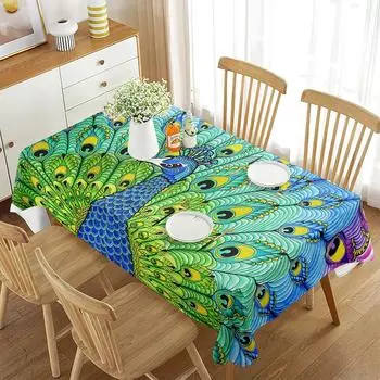 Скатерть прямоугольная, красивая павлиньи перья, декор, скатерть для гостиной, столовой, дома, свадьбы, банкета, декор 40x70cm 15x27inch