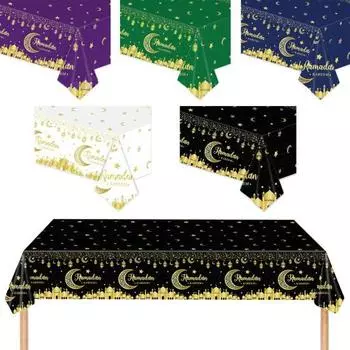 Скатерть Рамадан Рамадан Карим скатерть пластиковая прямоугольная скатерть Ид Луна Звезда украшение стола зелёный