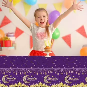 Скатерть Рамадан Рамадан Карим скатерть пластиковая прямоугольная скатерть Ид Луна Звезда украшение стола зелёный