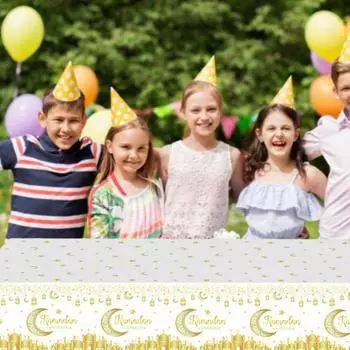 Скатерть Рамадан Рамадан Карим скатерть пластиковая прямоугольная скатерть Ид Луна Звезда украшение стола зелёный