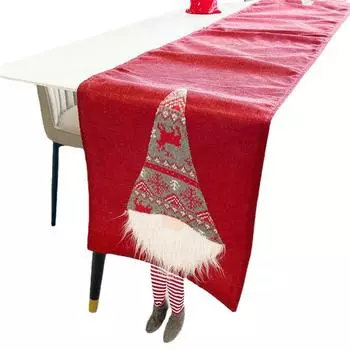Скатерть Рождественские украшения Товары Творческая вышивка Безликая кукла Настольный флаг Скатерть Коврик для стола Украшение стола 33x180cm красный
