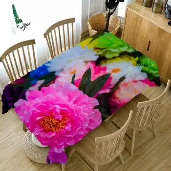 Скатерть с цветком пиона для гостиной, домашний обеденный стол, украшение для кухни, необрастающая скатерть, прямоугольные аксессуары с принтом 40x70cm15x27inch