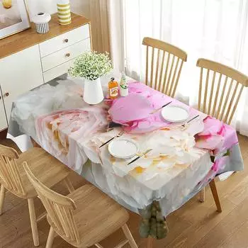 Скатерть с цветочным принтом пиона для вечеринки, банкетного стола, праздничного украшения кухни, прямоугольный коврик для стола, аксессуары, чехол для стола 40x70cm 15x27inch